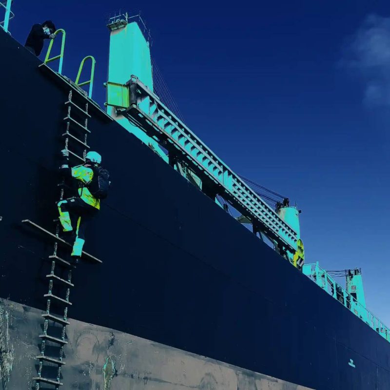 Ship and pilot climbing.